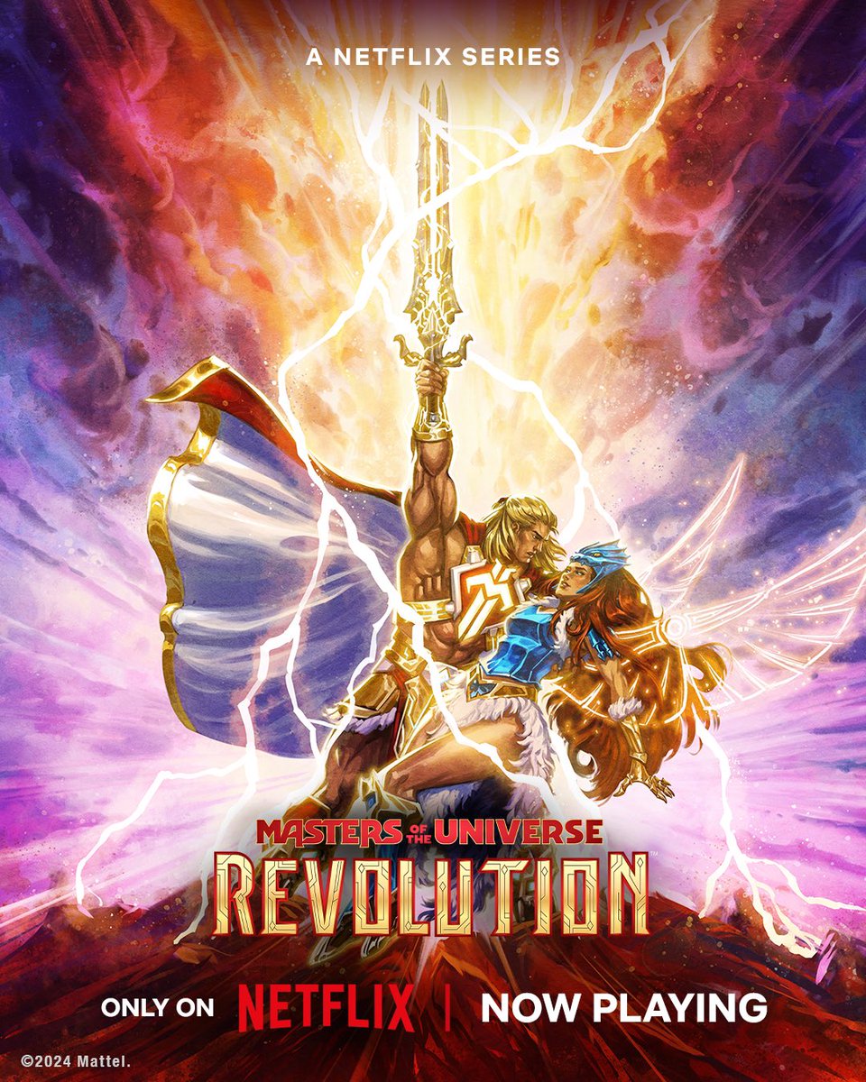 “By the Power of Grayskull…”
A stunning <a href="/MastersOfficial/">Masters of the Universe</a> Revolution poster by <a href="/NathanBaertsch/">Nathan Baertsch</a> showcasing the epic double transformation of He-Man &amp; Teela! Many thanks to the millions who kept us in the Top 10 for 6 days! Your enthusiastim has our cast &amp; crew ready for more!🤞