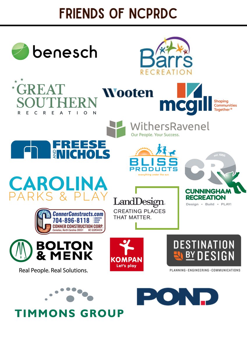 We are so grateful for all of our Friends Level Sponsors! You all make our NCPRDC world go round!