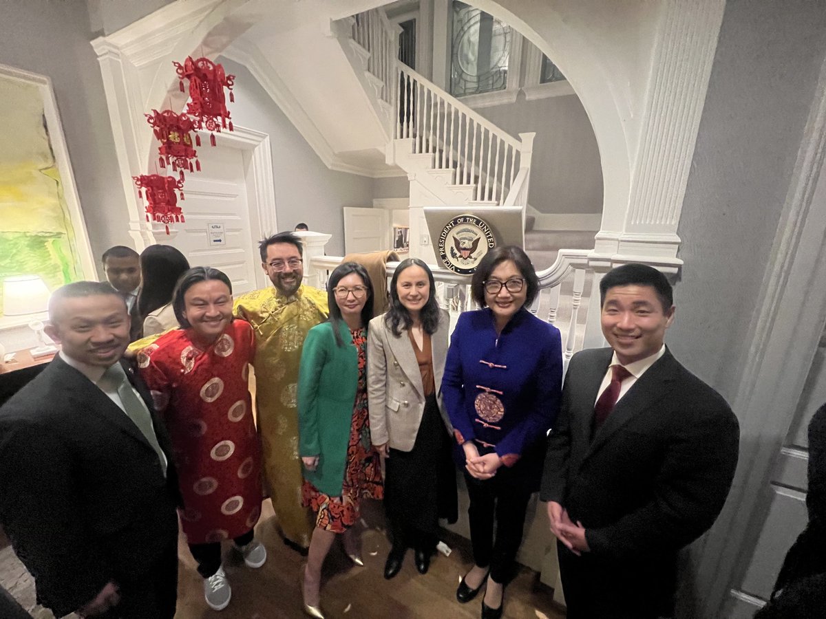 LilyQiMaryland's tweet photo. Honored to join the beautiful #YearoftheDragon celebration at @VP⁩’s residence with #AAPI leaders from around the country.  #LunarNewYear #AAPIstrong https://t.co/OZESPQq2TM