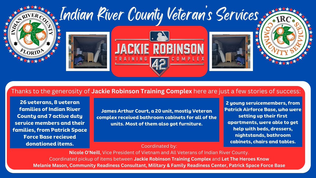 United for our Heroes: Jackie Robinson Training Complex Delivers Generosity We're thrilled to share the heartwarming success of our recent @ircgov collaborative effort to support our local veterans, active military, and first responders. @jrtc42 #VeteransSupport #ircsuccess