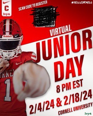 Thanks for reaching out @CoachJDittman58. Looking forward to the junior day and hearing more about @BigRed_Football at Cornell!