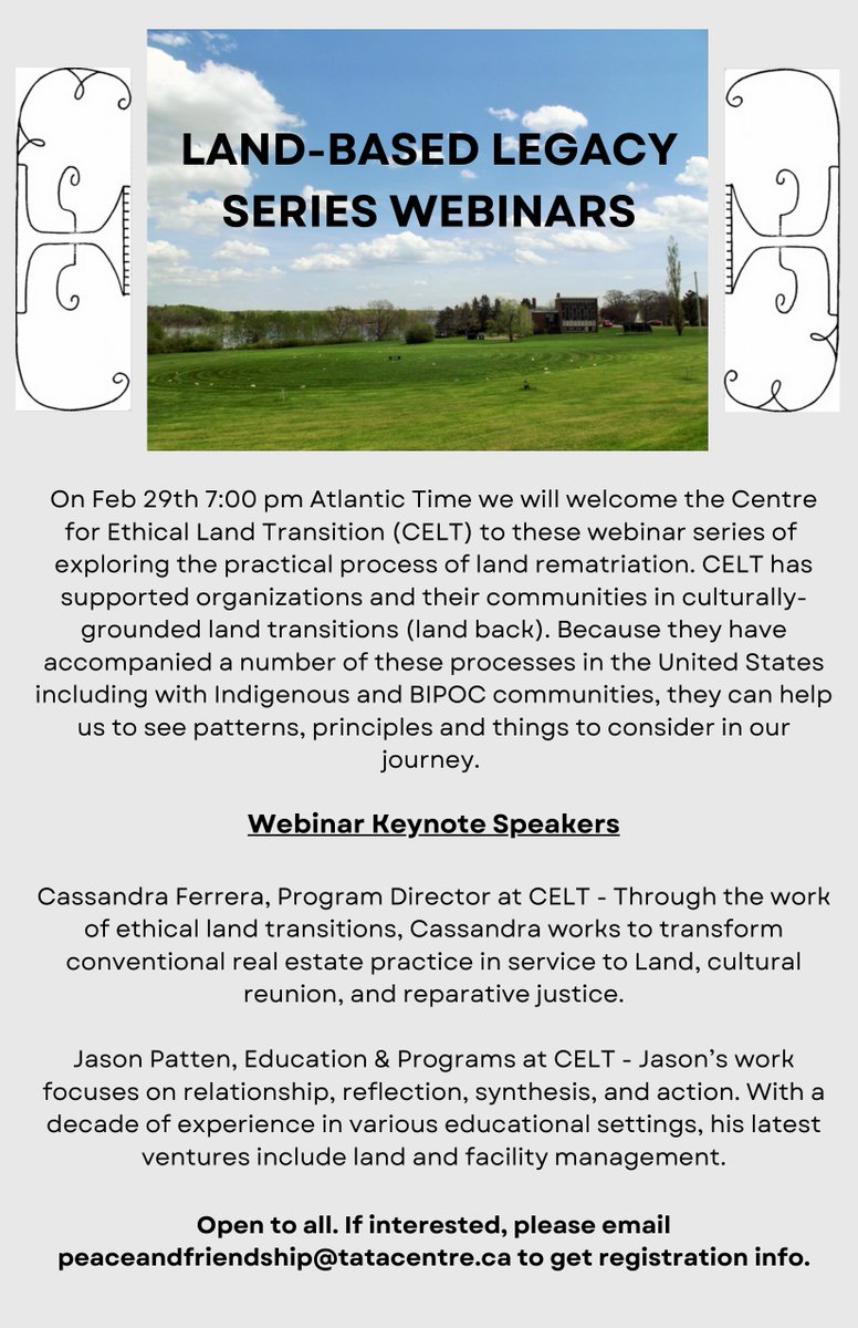 Righting Relations (@rrsocchange) on Twitter photo Join our Eastern Hub for this important webinar.
Email peaceandfriendship@tatacentre.com to register.
#Webinar #OnlineEvent #ProfessionalDevelopment #adulteducation #rematriate #landback #rematriation #rightingrelations Join our Eastern Hub for this important webinar.
Email peaceandfriendship@tatacentre.com to register.
#Webinar #OnlineEvent #ProfessionalDevelopment #adulteducation #rematriate #landback #rematriation #rightingrelations