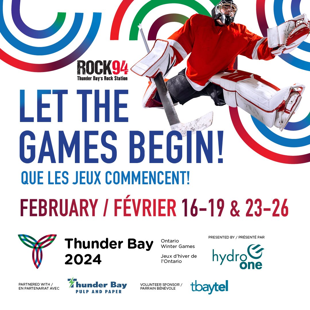 The 2024 Ontario Winter Games presented by Hydro One starts today! Are you ready?

Get info on all the participating sports, sign up for the email list and learn more at tbaygames2024.ca

#rock94 #tbay #tbaygames2024 #thunderbay #ontariowintergames