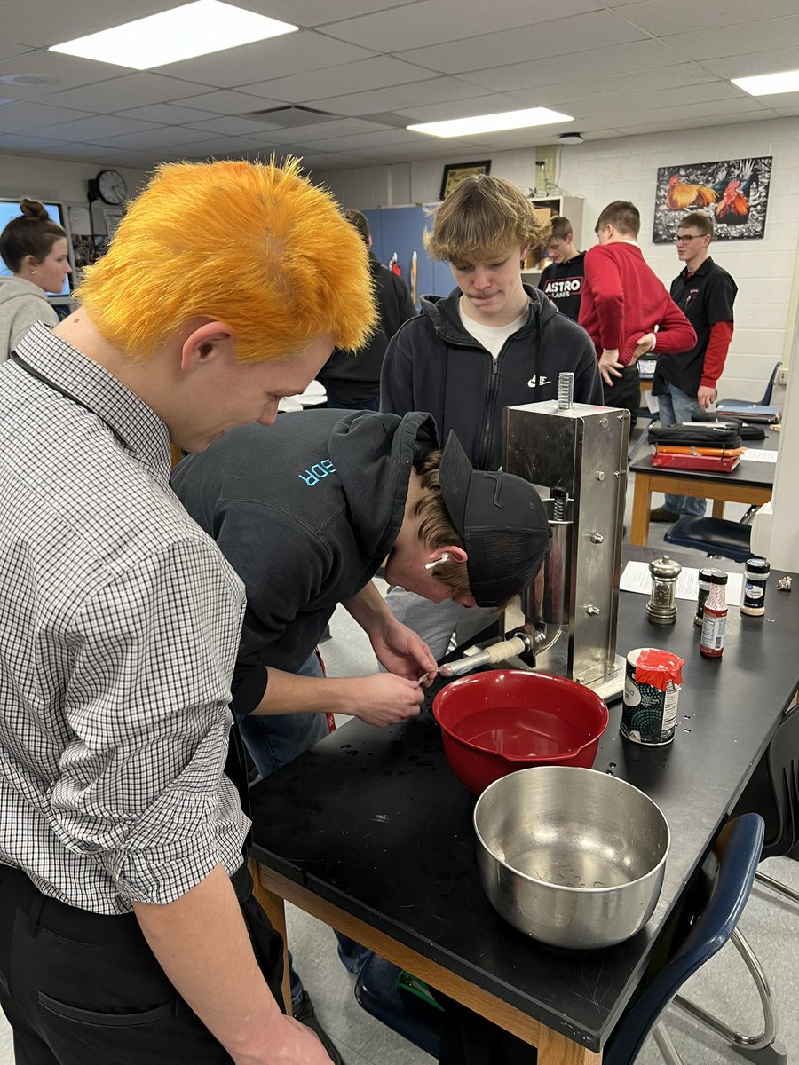 Mr. Sammetinger’s students are learning how to make their own sausage!