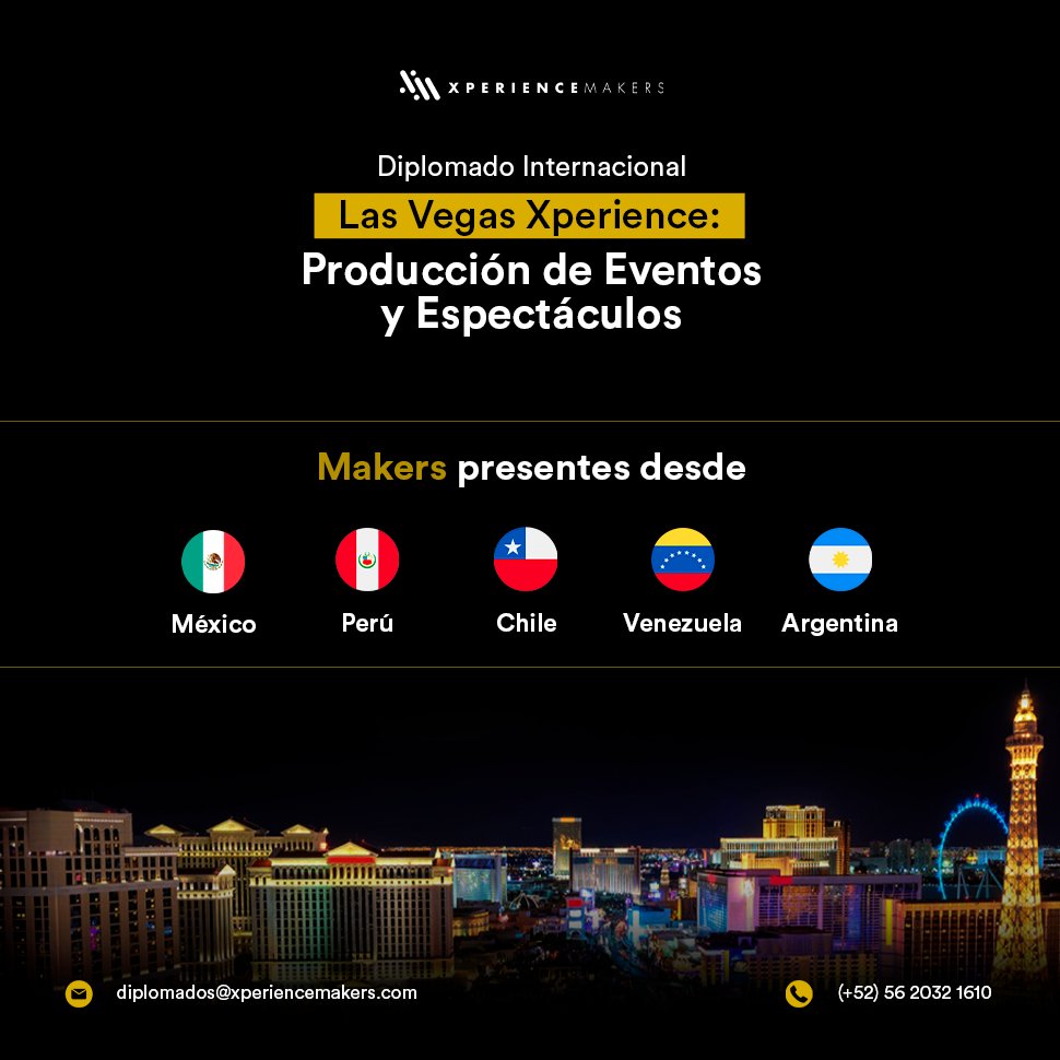 Emocionados de recibir en el Diplomado Internacional Las Vegas Xperience a #Makers desde:
México 🇲🇽, Perú 🇵🇪, Chile 🇨🇱, Venezuela 🇻🇪 y Argentina 🇦🇷

¿Qué país hace falta? 
Aprovecha el precio especial que tenemos para ti. 😎

¡Últimos lugares! 😱
Ver más: i.mtr.cool/yyywfhurjz