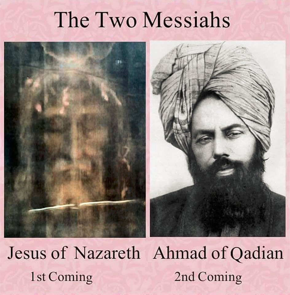 bilalmahmooduk's tweet photo. THE TWO MESSIAHS

1. Jesus (as) to revive Judaism after 1300 years of Moses (as)

2. Hazrat Mirza Ghulam Ahmad (as) to revive Islam after 1300 years after Holy Prophet Muhammad (sw). https://t.co/zSa5pSyuie