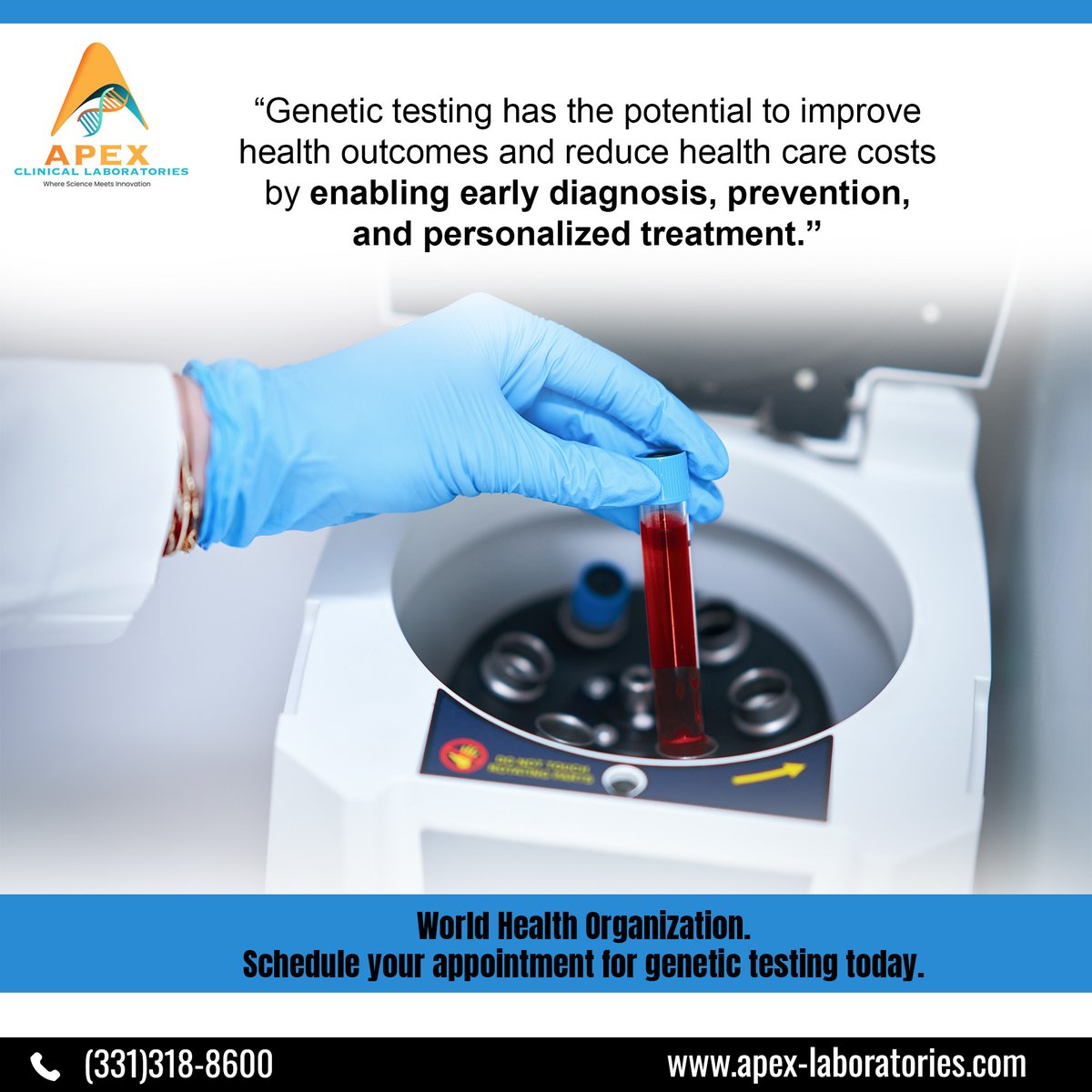 ClinicalApex's tweet photo. Have you ever done a #genetictest or considered one? Whether you need comprehensive #genomicprofiling, #targetedmutationanalysis, or personalized drug response test, our accredited lab and experienced professionals have you covered. Comment below to share your thoughts! https://t.co/iUhGunpgah