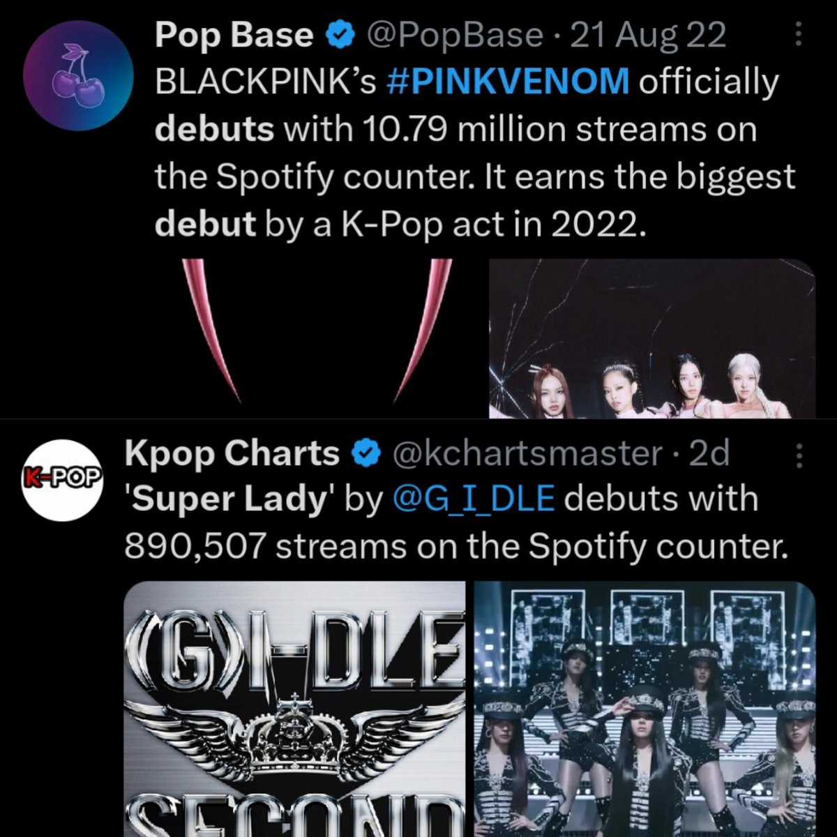 bponrepeat_1's tweet photo. "Watch out Blackpink, here comes G-(IDLE)." https://t.co/MuMuEdezCC