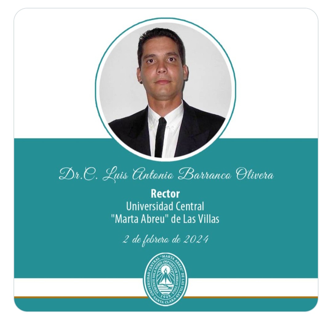 marthadelcmv's tweet photo. Muchas felicidades al Dr. C. Luis Antonio Barranco Olivera, nuevo Rector de la Universidad Central "Marta Abreu" de Las Villas, @UCLVCU .
La Comisión de Educación, Cultura y Ciencia de @AsambleaCuba, en disposición, acompañamiento y llena de orgullo de la #EducaciónSuperior https://t.co/hGEjJ7qw5T