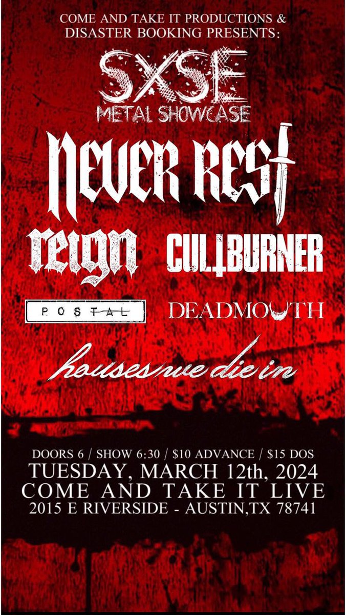 MARCH 12TH SXSW SHOWCASE💧🩸