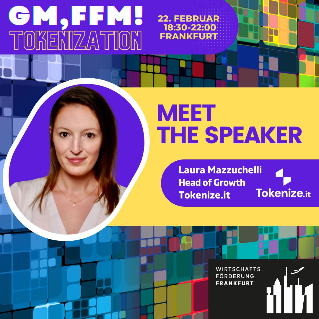 SAVE THE DATE ⭐️ Lass dir GM, FFM! das Networking Event rund um #WEB3, #Blockchain, #Krypto & #NFTs nicht entgehen! 
Triff Laura aus unserem Team & erfahre in ihrer Keynote, wie du Fundraising, Mitarbeiterbeteiligung & Crowdinvesting mit #GmbH-#Token auf der