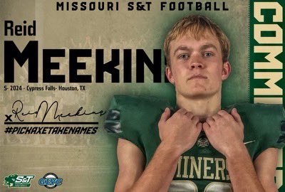 #AGTG I’m excited to announce that I will be continuing my academic and athletic career at Missouri University of Science and Technology #PickAxeTakeNames #MinerPride