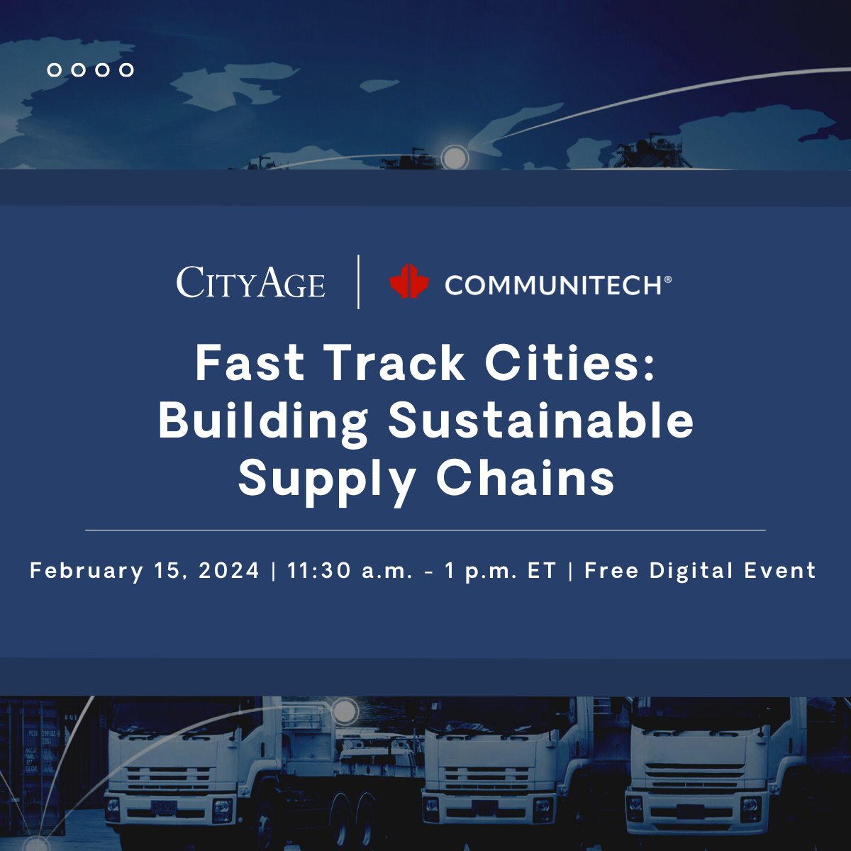 Join our Waterloo RTDS @Communitech & @CityAge on Feb 15 for Fast Track Cities: Building Sustainable Supply Chains. Learn how cities can enable sustainable and efficient movement of people & goods, and discover the role of next-gen #mobility innovation. cityage.com/event/fast-tra…
