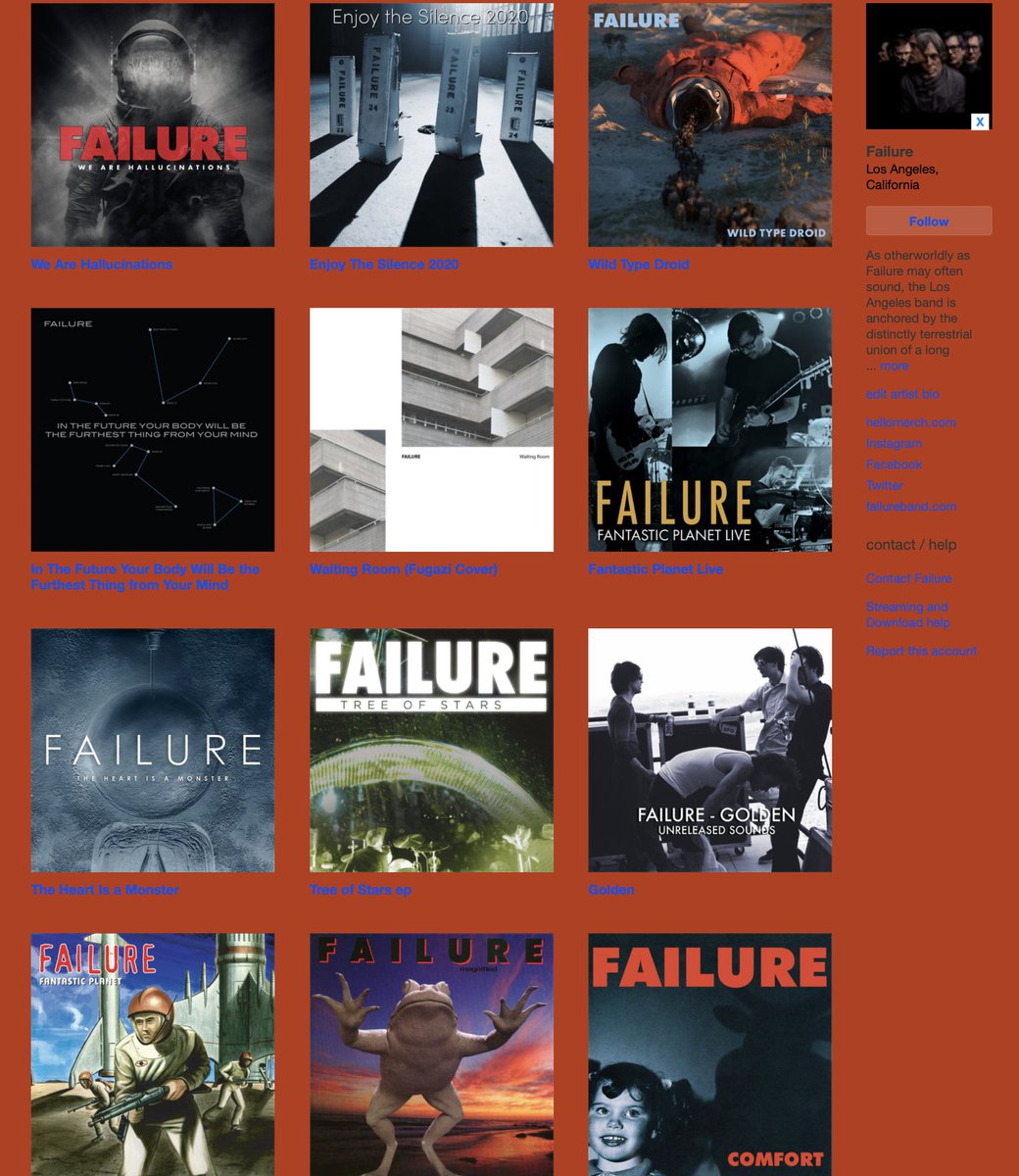 Today's Bandcamp Friday!!!  100% of all proceeds go to the Band.. Get our entire Digital Catalogue Today!!
failureband.bandcamp.com