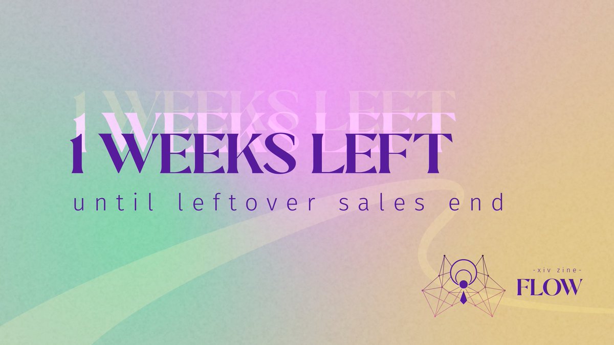Leftover sales for Flow - A Final Fantasy XIV Zine close in 7 days⌛️

Merch and discounted books are still available!
flowxivzine.bigcartel.com/products