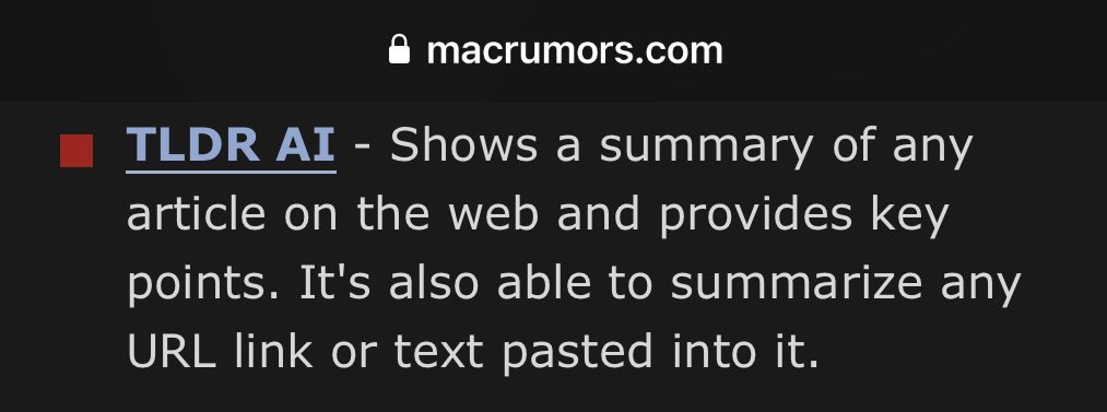 TLDRAIApp's tweet photo. Thank you for the showcase @MacRumors 🥰 https://t.co/wkWMDyI9Td