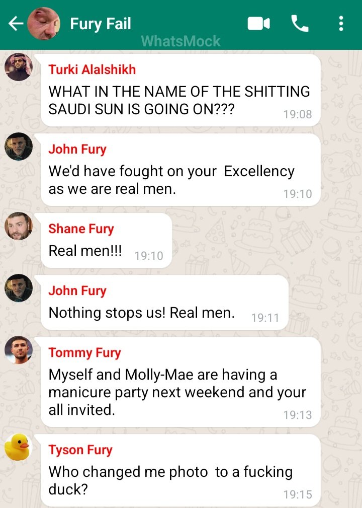 cooperderek's tweet image. 🚨🚨LEAKED🚨🚨 Tyson Fury "cut" Whattsapp group chat!! #FuryUsyk