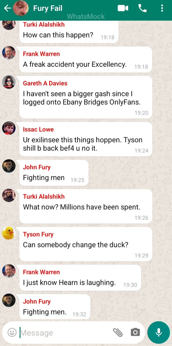 cooperderek's tweet image. 🚨🚨LEAKED🚨🚨 Tyson Fury "cut" Whattsapp group chat!! #FuryUsyk