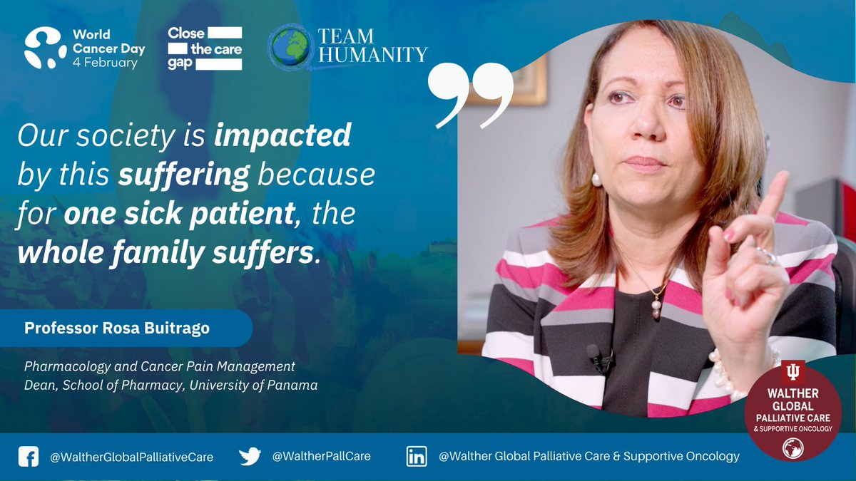 Walther Global Palliative Care (@waltherpallcare) on Twitter photo Reminding us how we are all connected in health & our suffering, Prof & Dean <a href="/RebuiRosa/">Rosa Buitrago del Rosal</a> shares how "One sick patient impacts the whole family" & by working to #ClosetheCareGap in #PalliativeCare, we help all bit.ly/3SARHw5 #WorldCancerDay <a href="/uicc/">Union for International #CancerControl</a> <a href="/pahowho/">PAHO/WHO</a> <a href="/DrTedros/">Tedros Adhanom Ghebreyesus</a> Reminding us how we are all connected in health & our suffering, Prof & Dean <a href="/RebuiRosa/">Rosa Buitrago del Rosal</a> shares how "One sick patient impacts the whole family" & by working to #ClosetheCareGap in #PalliativeCare, we help all bit.ly/3SARHw5 #WorldCancerDay <a href="/uicc/">Union for International #CancerControl</a> <a href="/pahowho/">PAHO/WHO</a> <a href="/DrTedros/">Tedros Adhanom Ghebreyesus</a>