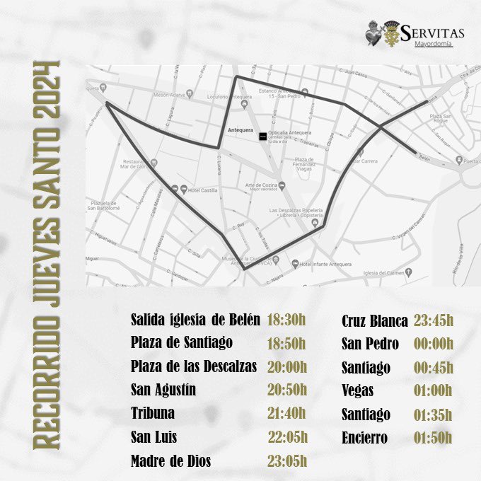 ServitasATQ's tweet photo. Recorrido y horario de nuestra Venerable Cofradía tras la aprobación del cabildo. https://t.co/qfe1vRoZHK