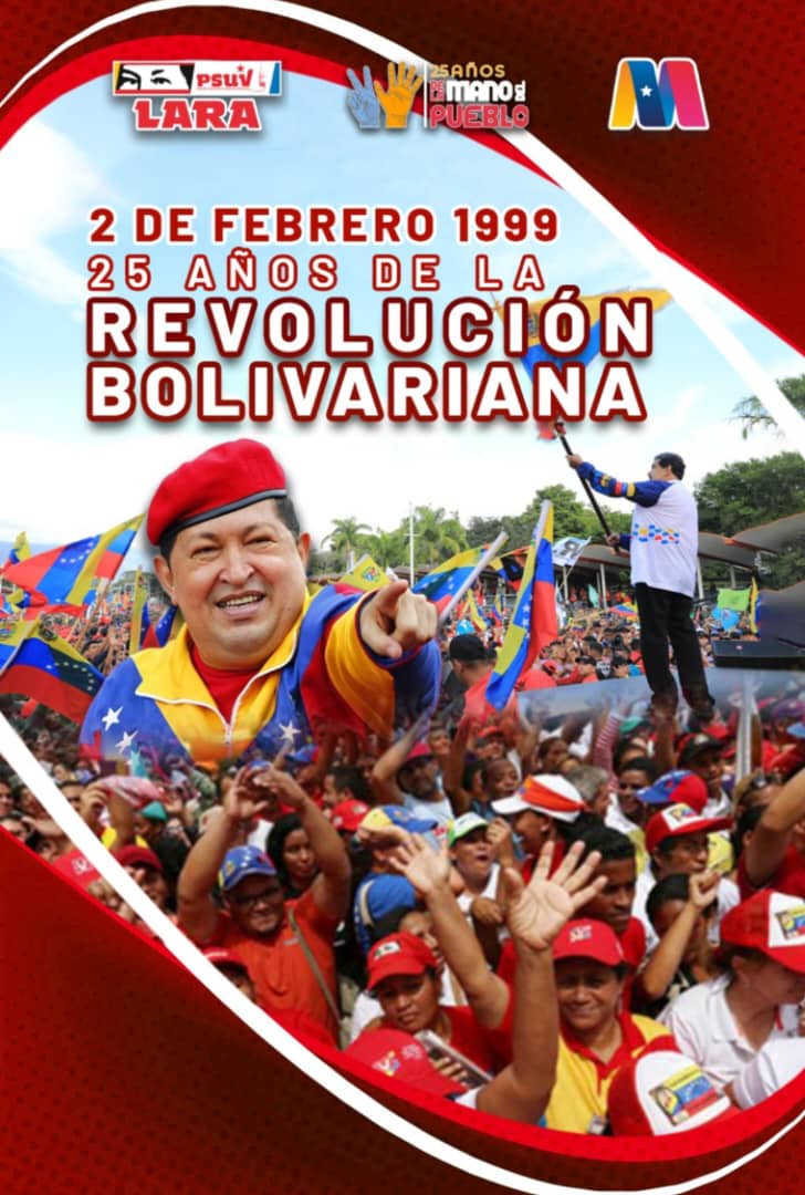 #2Feb Celebramos por todo lo alto los 25 años de la revolución bolivariana. Junto al pueblo, los movimientos sociales, los equipos políticos y de gobierno, recordamos las grandes obras hechas por nuestro Comandante Chávez, así como nuestro presidente <a href="/NicolasMaduro/">Nicolás Maduro</a>
<a href="/PartidoPSUV/">PSUV</a>