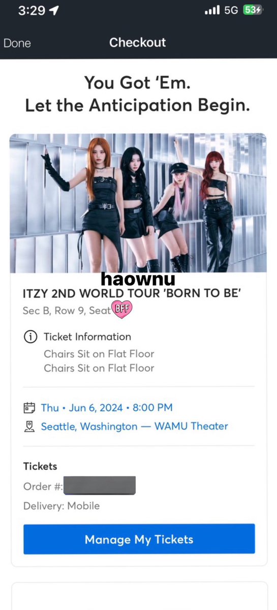 tiy0mi's tweet photo. (WTS) 1 VIP ITZY Ticket for Seattle, WA WAMU Theater June 6th

• Section B Row 9 
•$400
•can provide additional proof 
• Please DM me if you’re interested ❣️

#ITZY #ITZY_WORLD_TOUR #ITZY_BORNTOBE https://t.co/hUzG0LrnrO