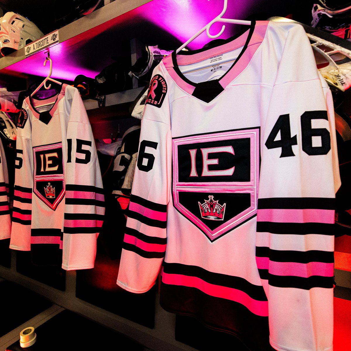 ontarioreign's tweet photo. Pretty in Pink this weekend! 💗

Catch these specialty jerseys on the ice during warmups and get your bid in tomorrow at https://t.co/5Fy7qGuedj benefitting @SanAntonioHosp! https://t.co/NX4zoDpMMh