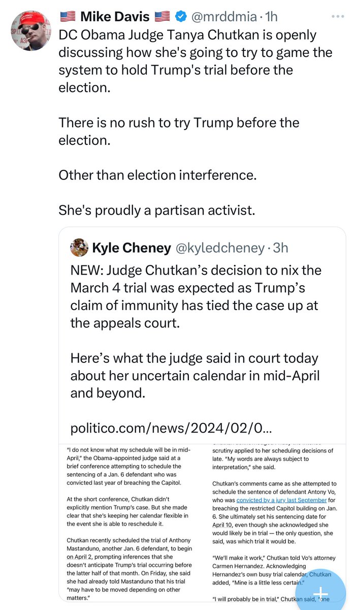 The obvious reason why it's important to try Trump before the election is that it's important that he face a trial for his attempt to overturn the 2020 election, and if he wins, that won't happen.