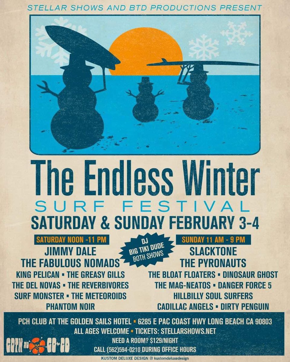 Band2Hand's tweet photo. TOMORROW! #TheEndlessWinterSurfFestival @Band2Hand will be there along with kick ass surf band @BloatFloaters will be on stage #Sunday! #SurfFestival #SG101 #SurfGuitar101 #SG101Con #TheBloatFloaters #Surf #SurfMusic #LongBeach #PchClub #Music #Share #HappyNewYear2024 #GRAMMYs https://t.co/cb7pFcGIRD