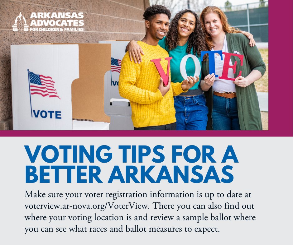AACF's tweet image. Arkansas! It's almost time to vote in the primaries. Make sure your voter registration information is up to date at voterview.ar-nova.org/VoterView. If you're not registered, you MUST have your materials in by Monday, Feb. 5! #votingtips #arpx #GOTV