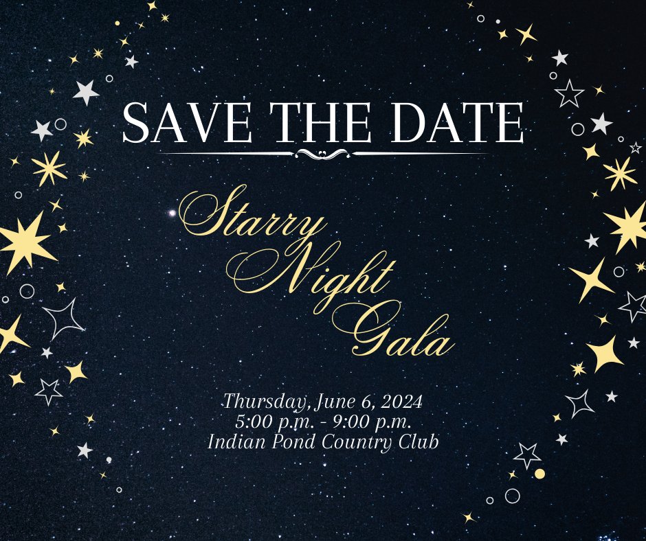 TICNetwork's tweet image. Save the Date! Our Starry Night Gala is Thursday, June 6, 2024 at the Indian Pond Country Club from 5:00 p.m. - 9:00 p.m.! It's going to be a fantastic time! Mark your calendar - see you there!
