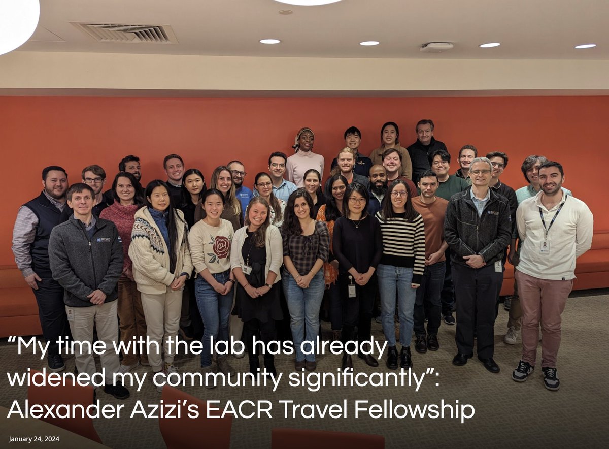 Gad Getz Laboratory (@getz_lab) on Twitter photo We were thrilled for <a href="/Alex_Azizi_/">Alexander Azizi</a> to spend Fall 2023 with us in the Getz Lab <a href="/broadinstitute/">Broad Institute</a>!! Grateful to #EACR for sponsoring Alex’s visit through their travel fellowship. Looking forward to your return, Alex! <a href="/EACRnews/">EACR</a>
magazine.eacr.org/my-time-with-t… We were thrilled for <a href="/Alex_Azizi_/">Alexander Azizi</a> to spend Fall 2023 with us in the Getz Lab <a href="/broadinstitute/">Broad Institute</a>!! Grateful to #EACR for sponsoring Alex’s visit through their travel fellowship. Looking forward to your return, Alex! <a href="/EACRnews/">EACR</a>
magazine.eacr.org/my-time-with-t…