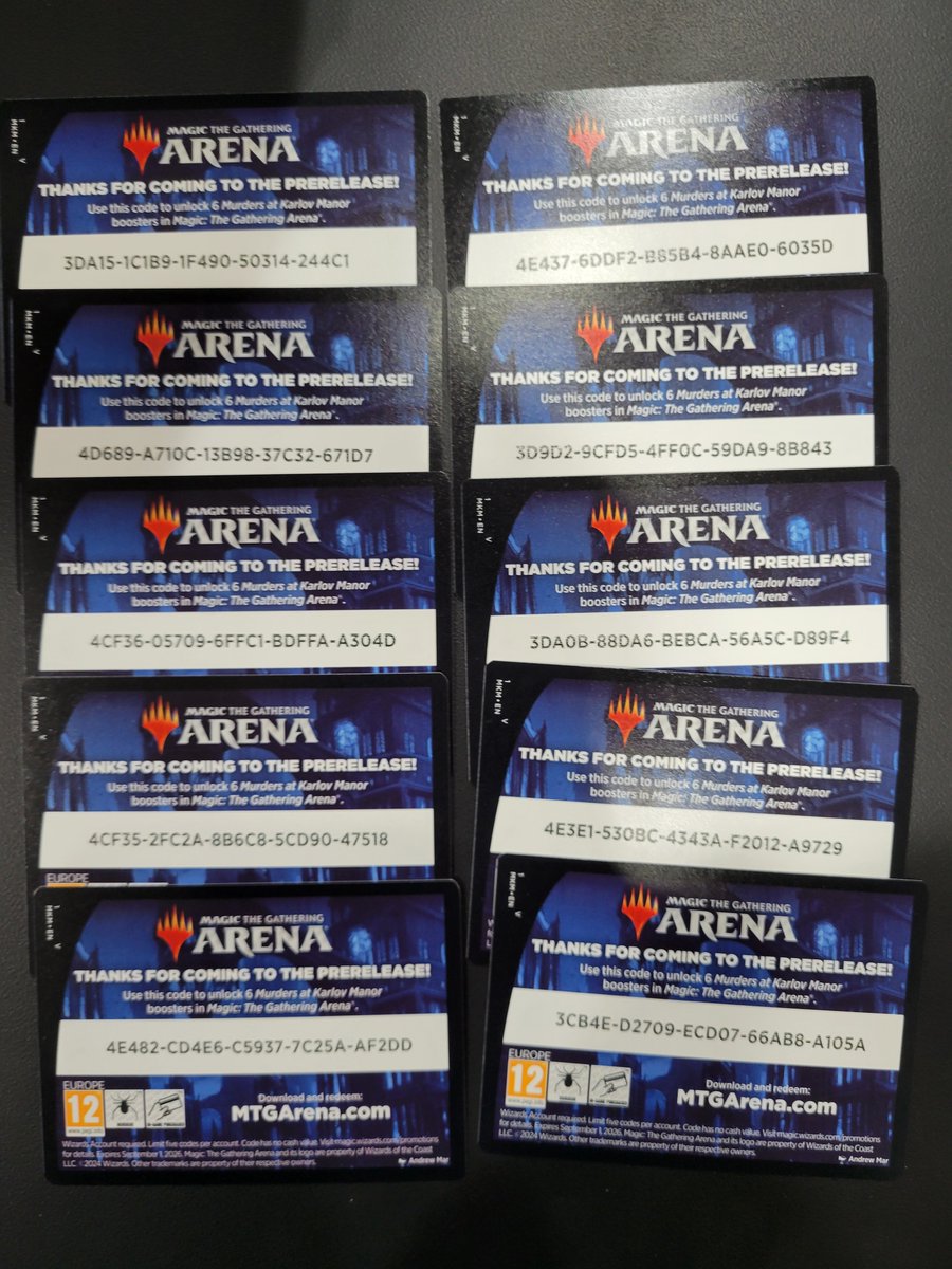 On behalf of the Vault, if you are unable to make it out to a prerelease weekend, here are some Arena codes for free! I just ask that 1) These are for people who can not go and 2) You call out which code you redeem so people know. #MTGKarlov 

Happy prerelease weekend everyone!