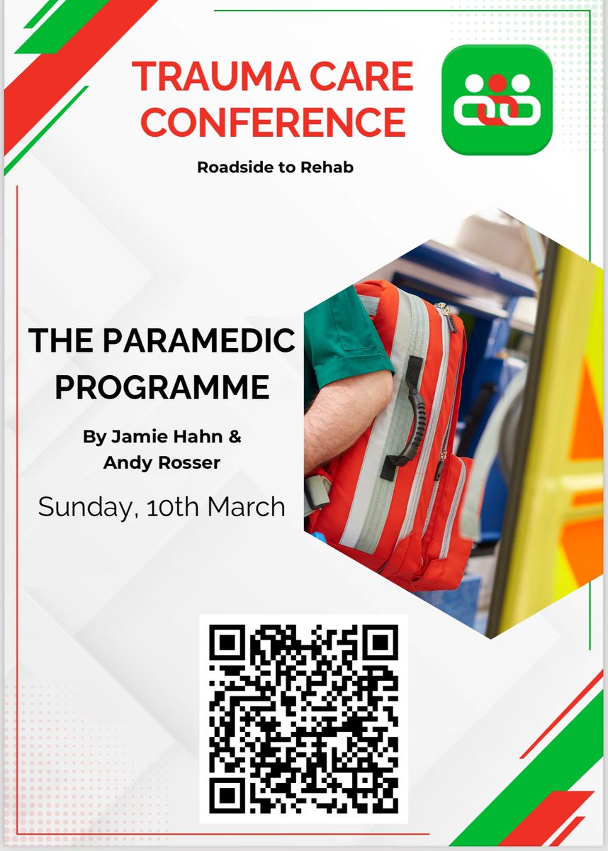 AmboResearch's tweet photo. With @TraumaCareUK conference 2024 just around the corner, have you got your ticket? 

6 days of education, across all professions and clinical settings. Paramedic conference Sunday 10th March

Full programme here https://t.co/FhSTiV8Ugx

Tickets https://t.co/Equ5sRIlmb https://t.co/WsnTO52L7d