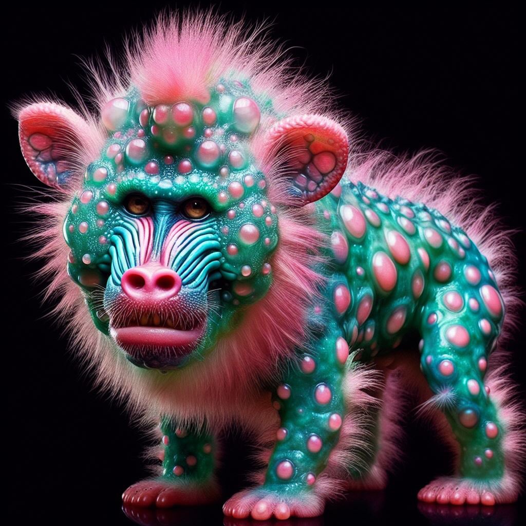 Museumoah's tweet photo. Bumpy Baboon Bear #aiart https://t.co/hO5vlUfXEe