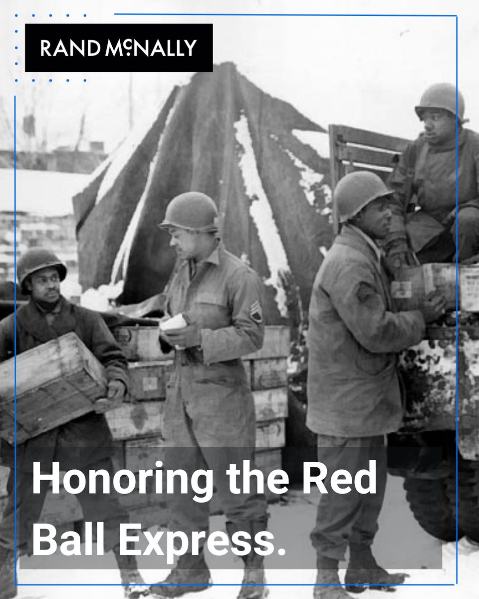 randmcnally's tweet photo. This month in Trucking History we are honoring the Red Ball Express, a fleet of 6,000 trucks driven mostly by African American soldiers in WWII. They delivered 21,000 tons of supplies daily to the allied forces. #BlackHistoryMonth #RedBallExpress https://t.co/eKoute1GjZ