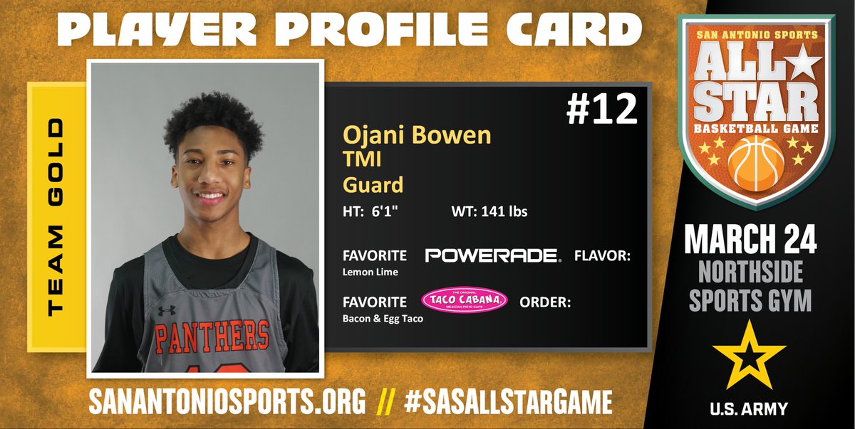 Meet @_ojanibowen_ from @TMIathletics who will compete in the San Antonio Sports All-Star Basketball Game at the Northside Sports Gym on March 24th! @usarmysatx #SASAllStarGame @USArmy #BeAllYouCanBe @Bowen12