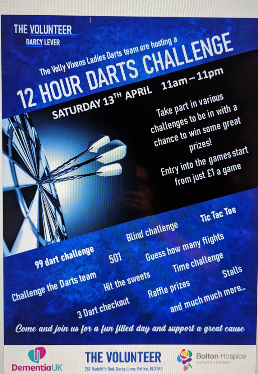 Joanne Hillyard (@joannehillyard) on Twitter photo Our darts team are doing a 12 hour darts challenge, can anyone help us out with prizes <a href="/MissionDarts/">Mission Darts</a> <a href="/DartsCorner/">Darts Corner</a> <a href="/DoubleTopDart/">Double Top Darts</a> <a href="/Dartsshopsth/">Darts shop WA101BD</a> <a href="/theedgar501/">Matthew Edgar</a> @dartrefferee <a href="/TheDartsReferee/">Jack Langston | The Darts Referee</a> Our darts team are doing a 12 hour darts challenge, can anyone help us out with prizes <a href="/MissionDarts/">Mission Darts</a> <a href="/DartsCorner/">Darts Corner</a> <a href="/DoubleTopDart/">Double Top Darts</a> <a href="/Dartsshopsth/">Darts shop WA101BD</a> <a href="/theedgar501/">Matthew Edgar</a> @dartrefferee <a href="/TheDartsReferee/">Jack Langston | The Darts Referee</a>