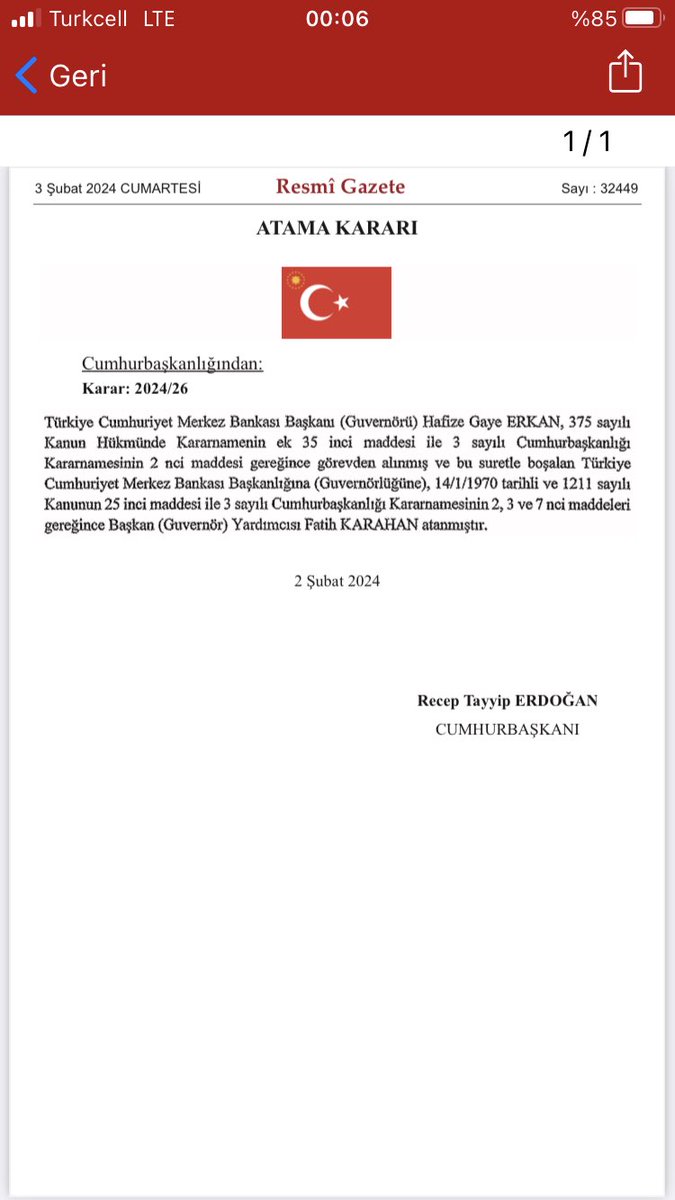 Merkez Bankası yeni başkanı Fatih Karahan
#MerkezBankası