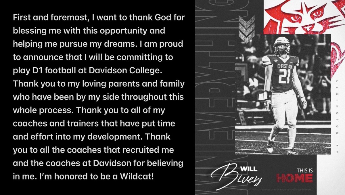 100% Committed <a href="/DavidsonFB/">Davidson Football</a> <a href="/Scott_AbellFB/">Scott Abell</a> <a href="/coachwatts24/">Chris Watts</a> <a href="/Oakley_Watkins/">Oakley Watkins</a> <a href="/CoachDCharles/">Doug Charles</a> <a href="/coachpaulrains/">Paul Rains 🏈</a> <a href="/CoachTBarr/">#BESTAVAILABLE</a> <a href="/DiNardoSports/">DiNardo Sports</a> <a href="/jhyde61/">Jacob Hyde</a>