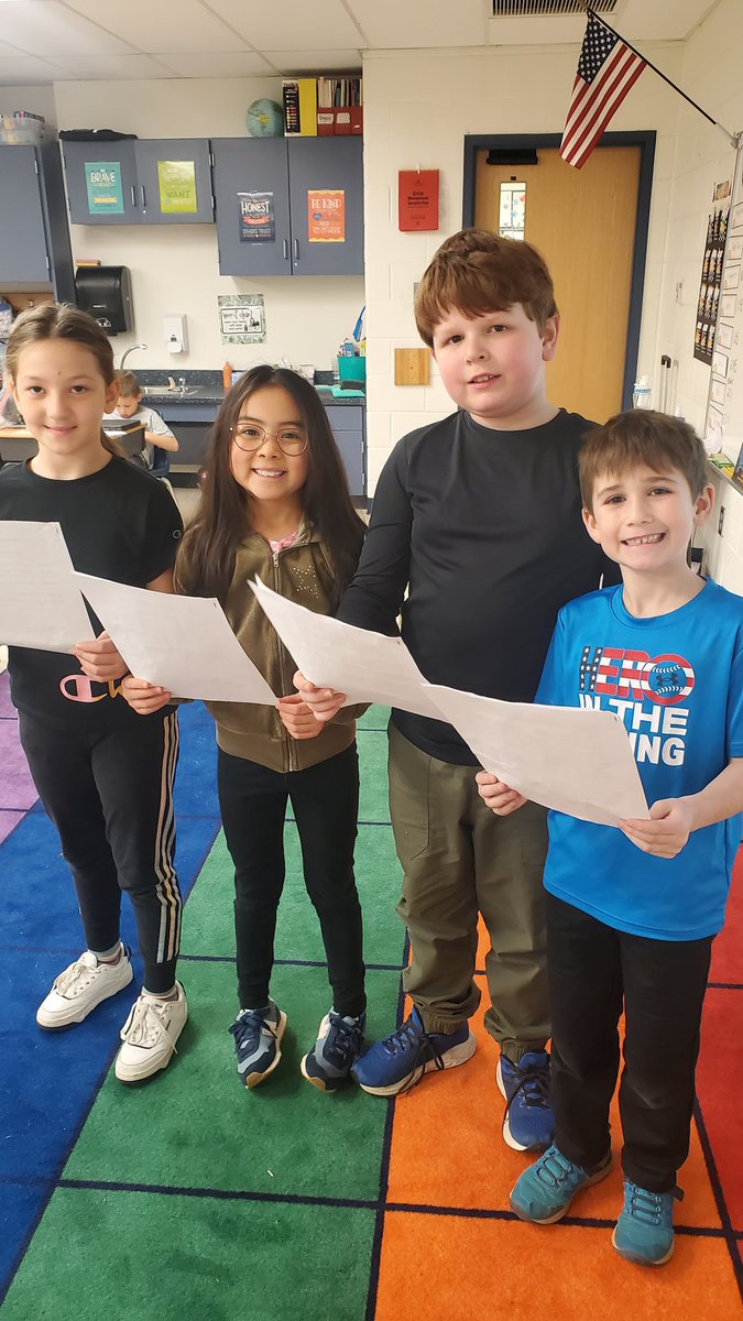 Final practice before today's Readers Theater. Our first cast was very excited! More perfomamces to come.🎭