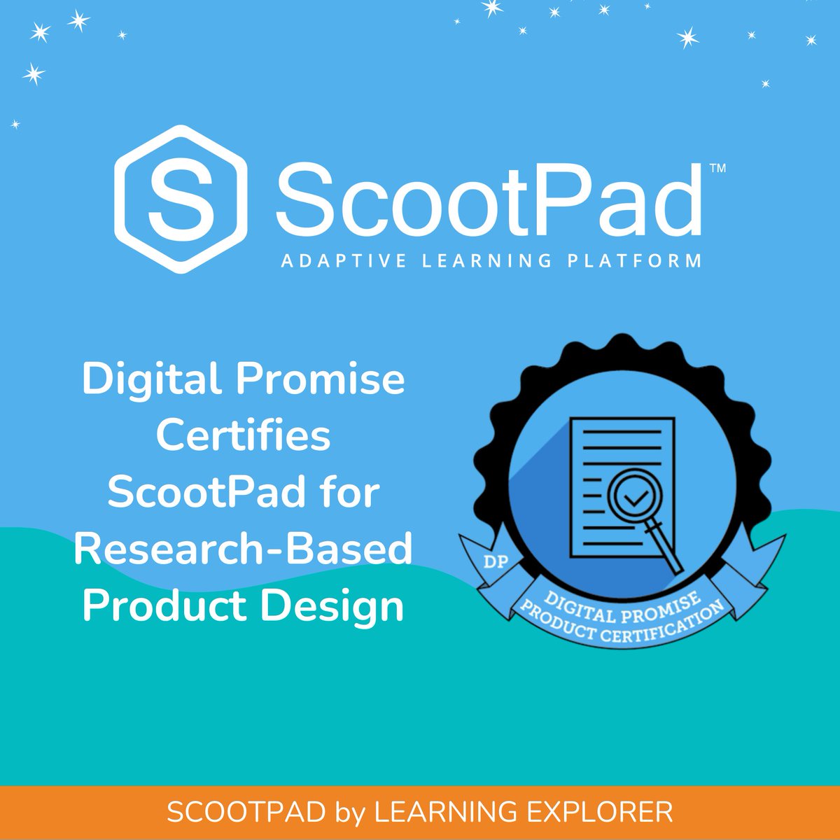 ScootPad has earned @DigitalPromise's Research-Based Design product certification! Education leaders can feel confident in selecting ScootPad because Digital Promise has verified that our solution was designed by leveraging research about learning. ow.ly/IWL150QxrVE #edtech