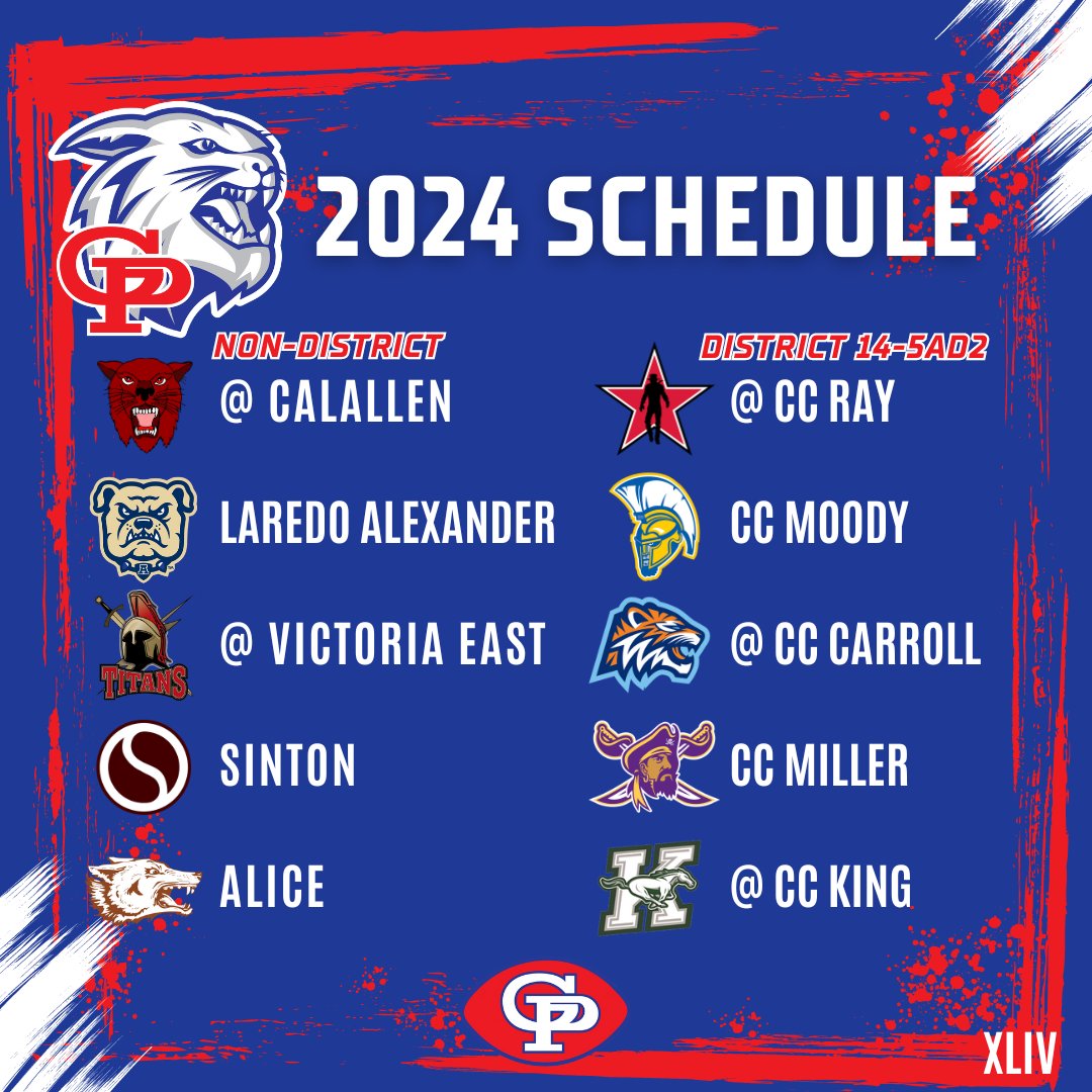 Gregory-Portland Fighting Wildcat Football (@gpwildcatsfb) on Twitter photo 2024 <a href="/GPWildcatsFB/">Gregory-Portland Fighting Wildcat Football</a> Schedule
π
and β° TBD
#EAT #CAC #XLIV
<a href="/GPAthletics1/">G-P Wildcat Athletics</a>
<a href="/qmartinez/">Quinton Martinez</a>
<a href="/Matt_Stepp817/">Matt Stepp</a> 2024 <a href="/GPWildcatsFB/">Gregory-Portland Fighting Wildcat Football</a> Schedule
π
and β° TBD
#EAT #CAC #XLIV
<a href="/GPAthletics1/">G-P Wildcat Athletics</a>
<a href="/qmartinez/">Quinton Martinez</a>
<a href="/Matt_Stepp817/">Matt Stepp</a>
