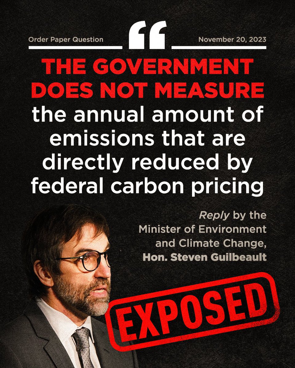 BREAKING NEWS

Trudeau’s radical Environment Minister admits the government DOES NOT measure how many emissions are ‘reduced’ by their costly carbon tax.

Why? 

Because the carbon tax is not an environmental plan - it’s a tax plan.

Emissions have gone up since Trudeau.