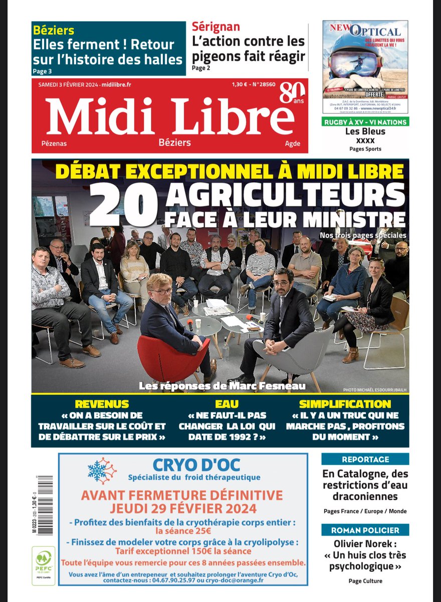 Débat exceptionnel au siège de <a href="/Midilibre/">Midi Libre</a> : 20 agriculteurs face à leur ministre #agriculture <a href="/MFesneau/">Marc Fesneau</a> #viticulture #elevage #horticulture #conchyliculture <a href="/JBBaylet/">Jean-Benoît Baylet</a>