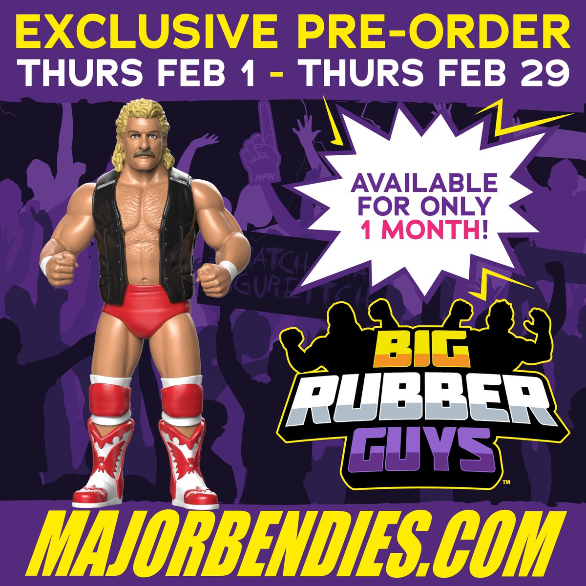 One of the next wrestlers in our #BigRubberGuys line is @therealmagnumta! A great new addition of someone who will look perfect mixed in with LJNs or any part of your collection! Pre-order yours at majorbendies.com/products/big-r… before the window closes! #ScratchThatFigureItch
