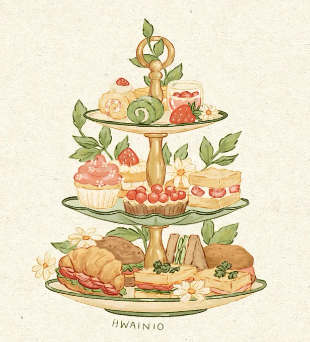 Cake and sandwiches, yum yum! This is the sticker design for my patren this month! 