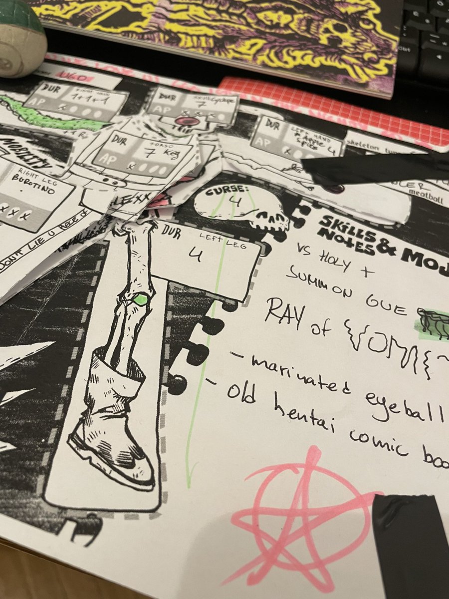 Playing a little tonight 🤘
Thanks for the support on Kickstarter - let’s hit that goal. #zinequest 

Looking forward to seeing your skeletonsheets soon also ! Troop on my skeletons!💀🤘