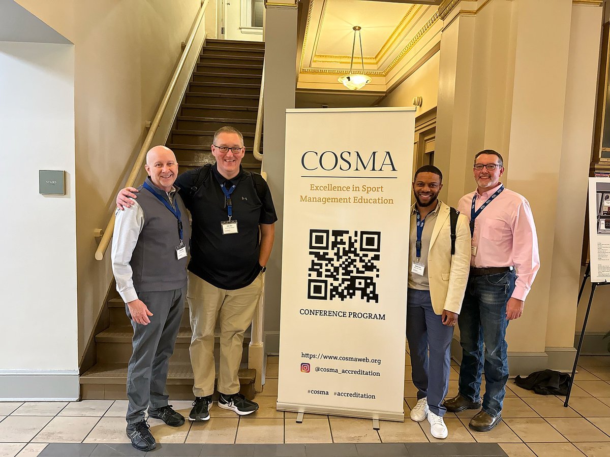 WichitaStateCED's tweet photo. Drs. @claystoldt, @rosswsusmgt, Bobby Berry and Mark Vermillion represented CAS at the national COSMA conference this week! They are bringing back some valuable insights to @WSUSportMgmt 💼 https://t.co/7fsv0LbNAt