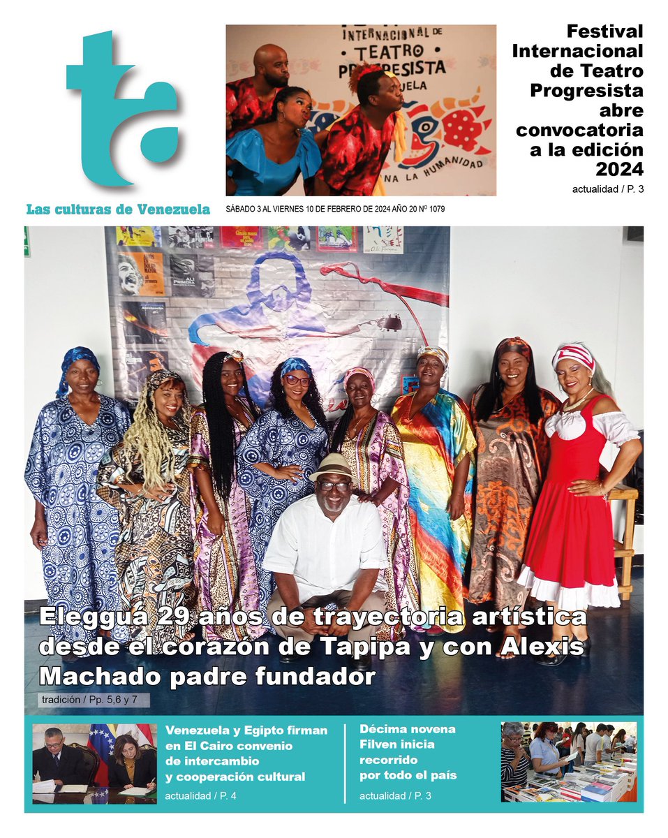 #2Feb || Conoce las nuevas noticias culturales en #Todasadentro

Descarga la edición 1079 en el siguiente enlace 👇🏾
…dentrosemanarioculturas.wordpress.com/2024/02/02/tod…

Sigue el hilo para conocer más del contenido 🇻🇪📳📰
__
<a href="/NicolasMaduro/">Nicolás Maduro</a> 
<a href="/VillegasPoljak/">Ernesto Villegas Poljak</a>